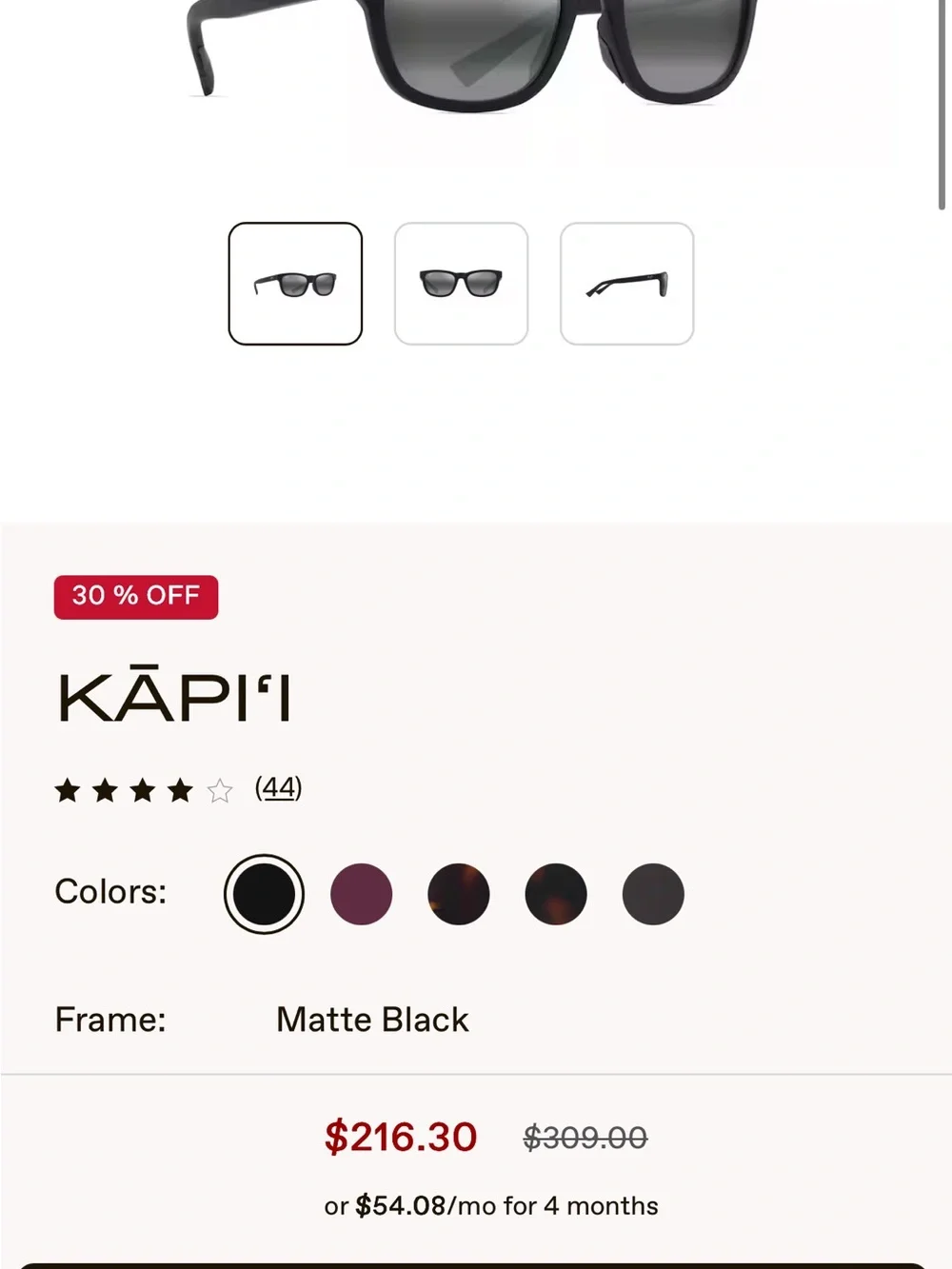 Maiu Jim Kāpi‘i Matte Black Sunglasses